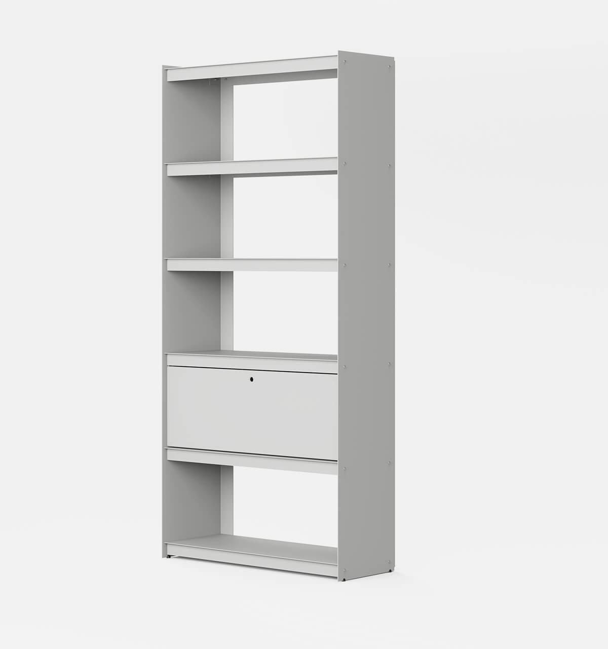 Plié Bookshelf 1 Tall Drawer Light Grey / 90 cm / 35 in