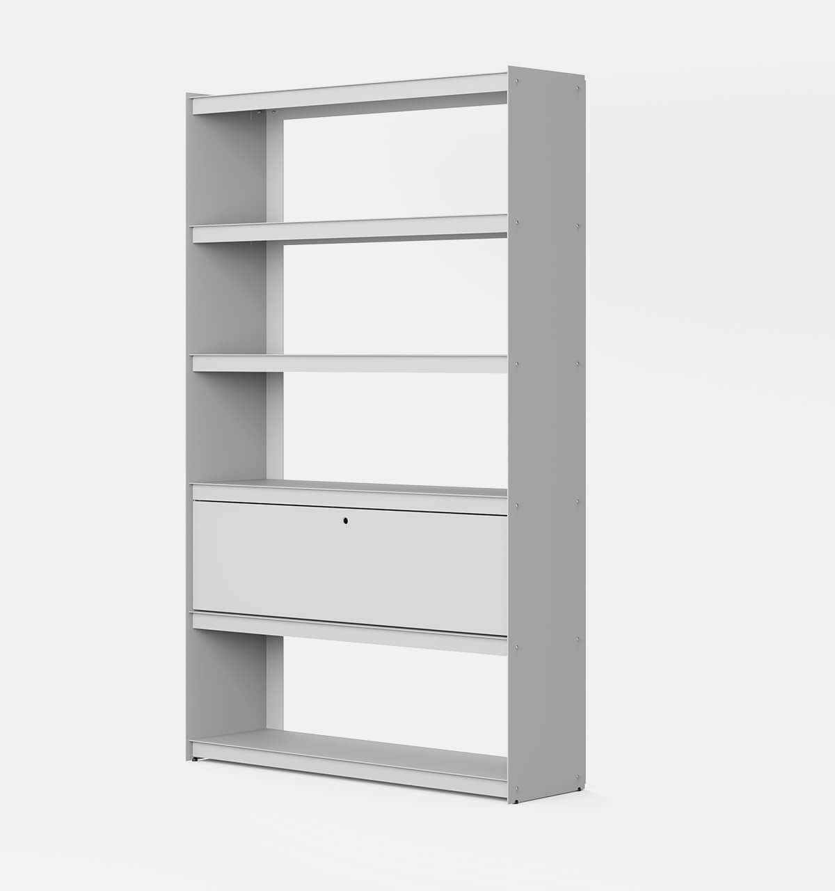Plié Bookshelf 1 Tall Drawer Light Grey / 120 cm / 47 in