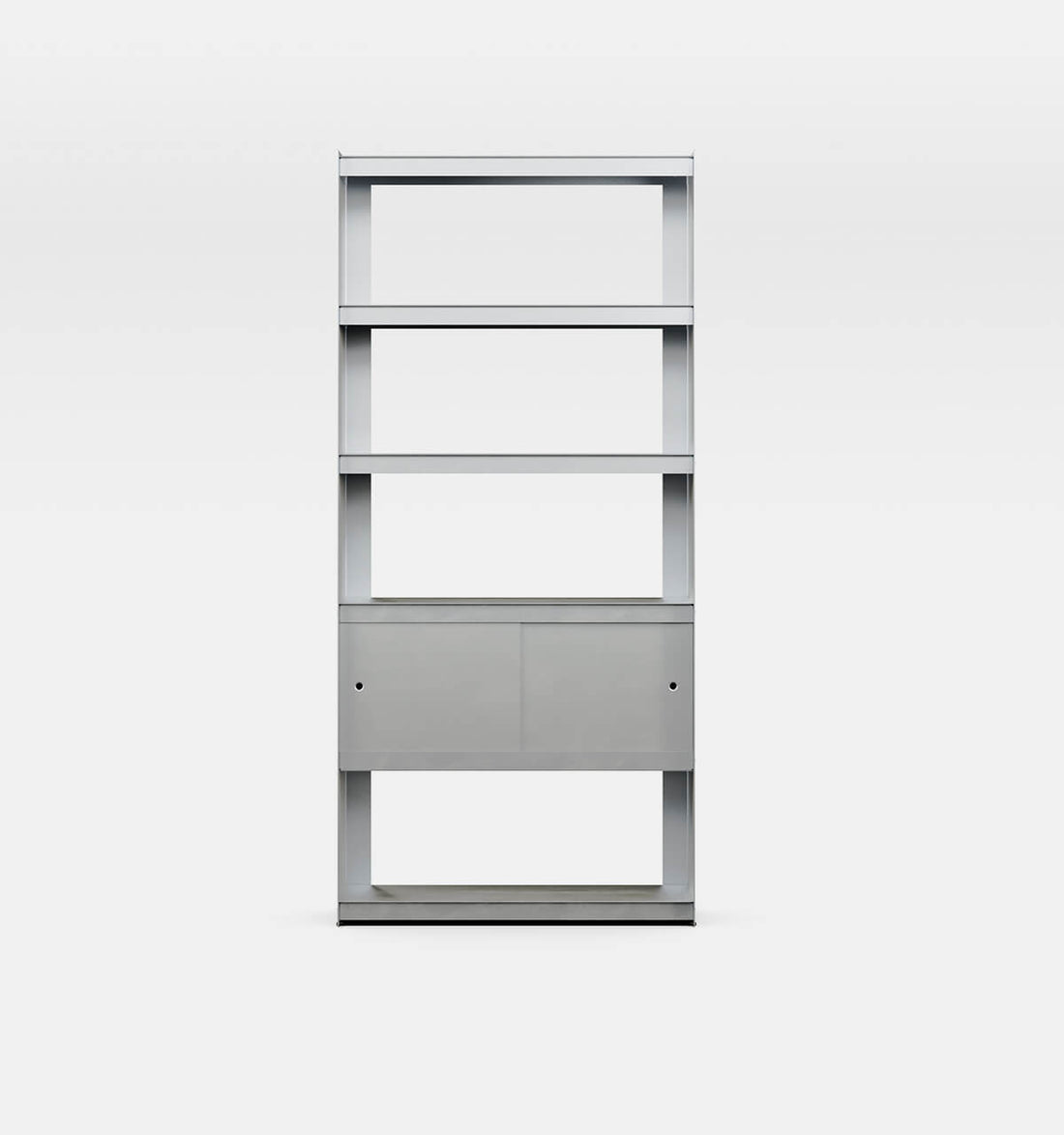 Plié Bookshelf 2 Doors Brushed Aluminium / 90 cm / 35 in