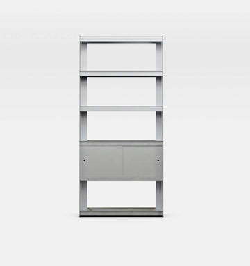 Plié Bookshelf 2 Doors Brushed Aluminium / 90 cm / 35 in