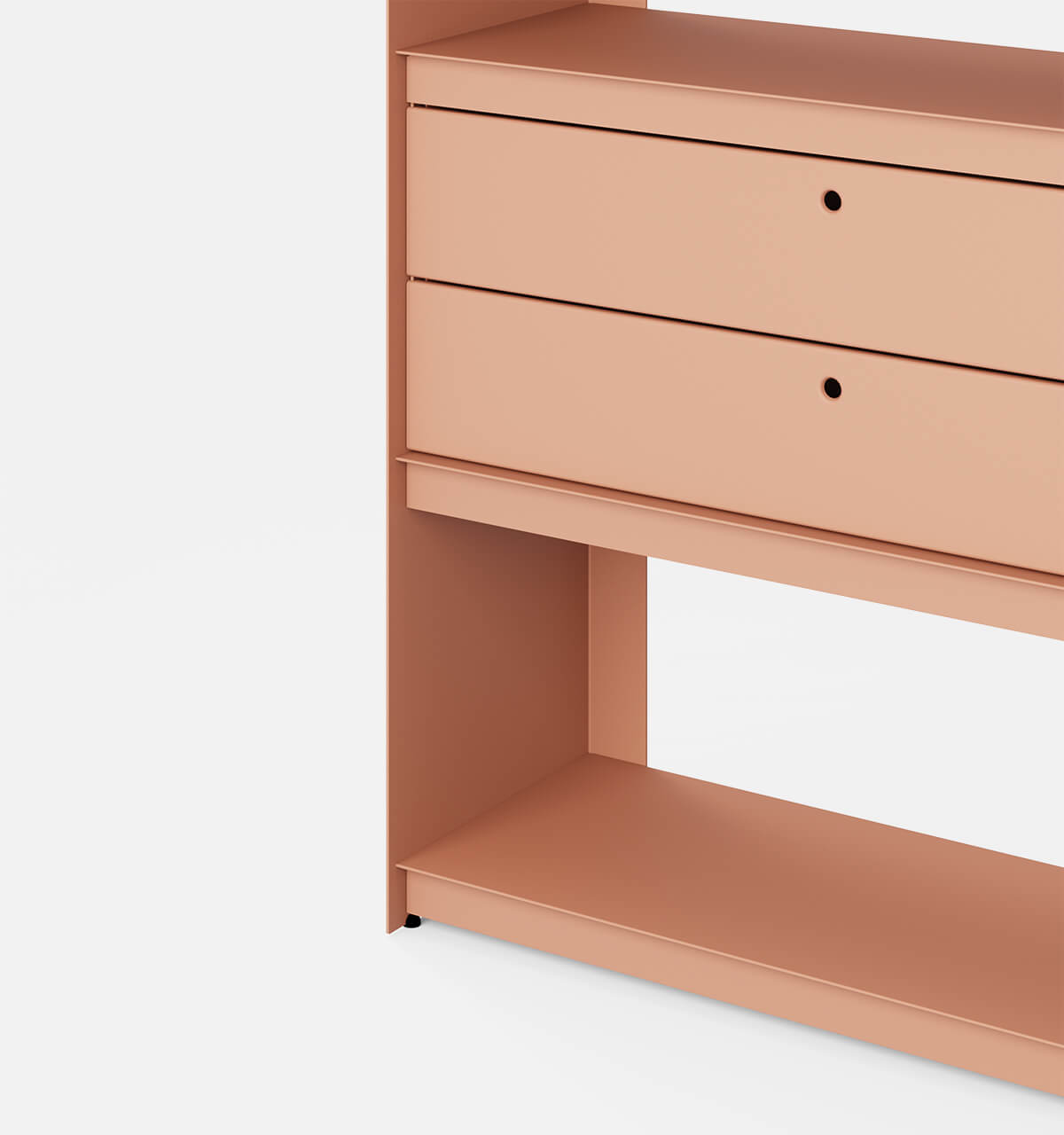Plié Bookshelf 2 Short Drawers Coral / 90 cm / 35 in