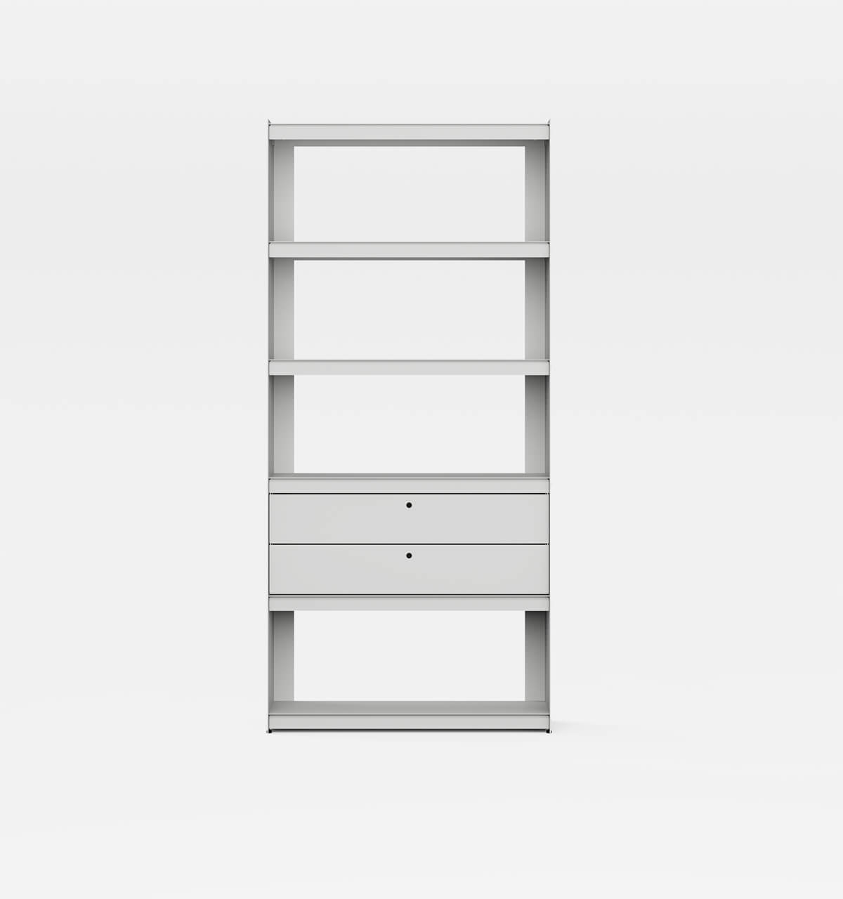 Plié Bookshelf 2 Short Drawers Light Grey / 90 cm / 35 in