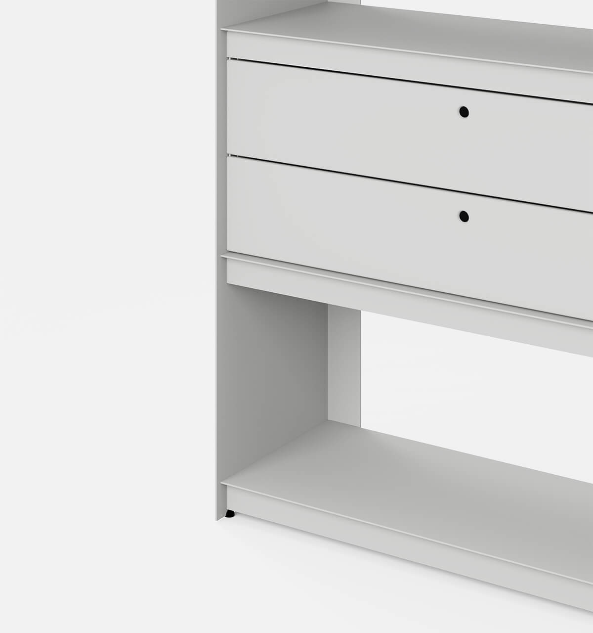 Plié Bookshelf 2 Short Drawers Light Grey / 90 cm / 35 in