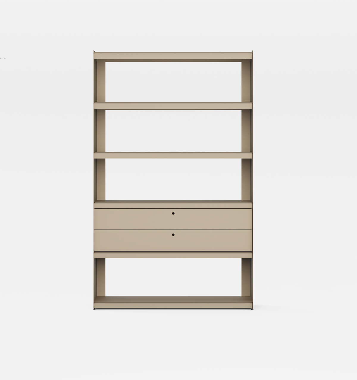 Plié Bookshelf 2 Short Drawers Beige / 120 cm / 47 in