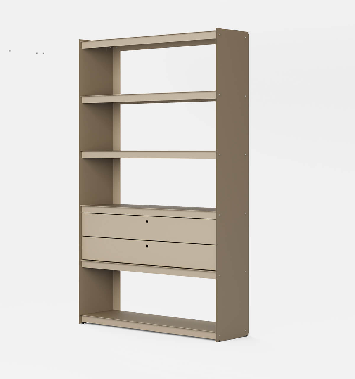 Plié Bookshelf 2 Short Drawers Beige / 120 cm / 47 in