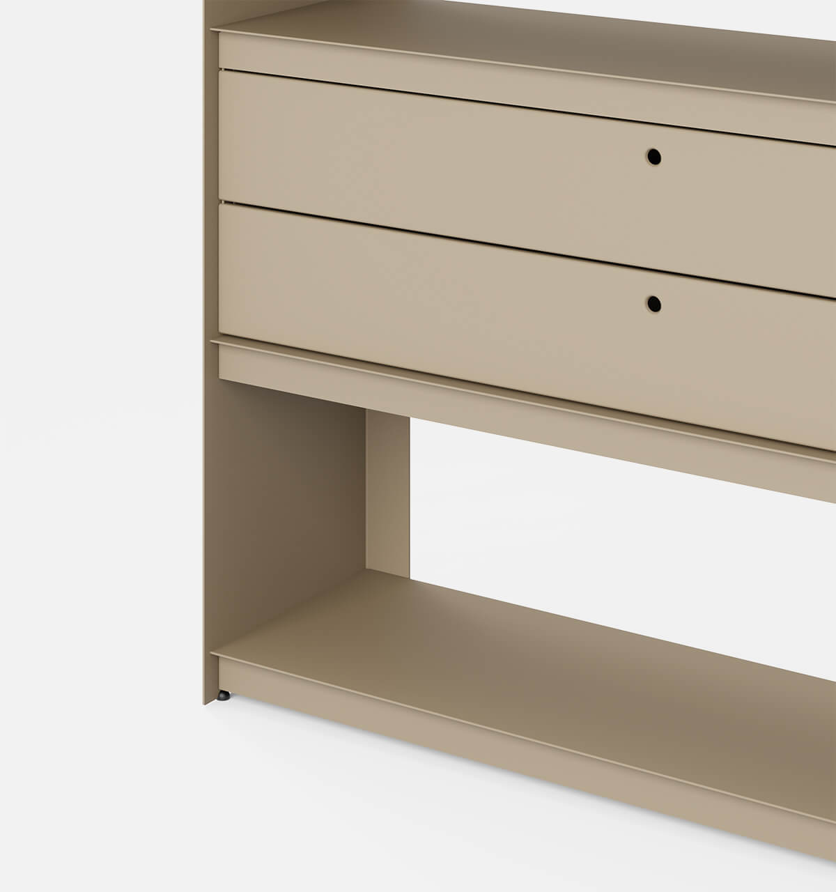 Plié Bookshelf 2 Short Drawers Beige / 120 cm / 47 in