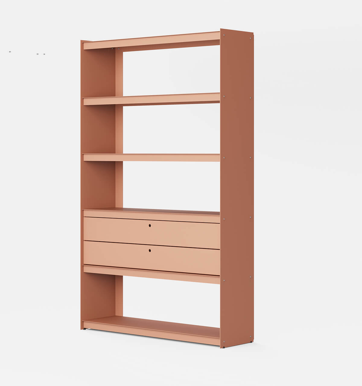 Plié Bookshelf 2 Short Drawers Coral / 120 cm / 47 in