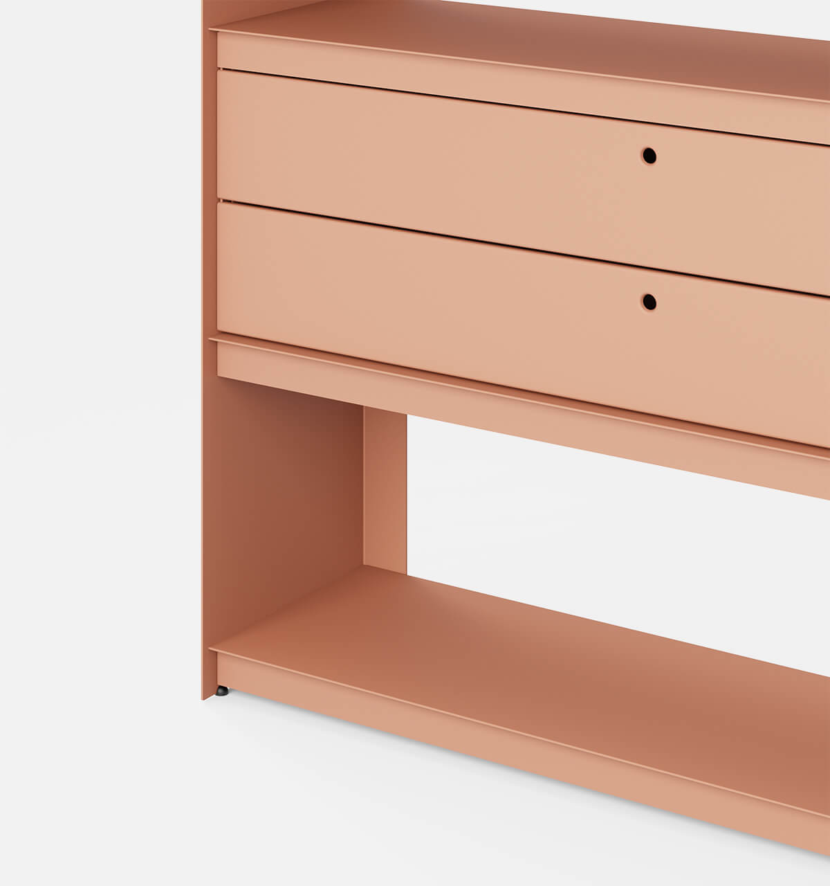 Plié Bookshelf 2 Short Drawers Coral / 120 cm / 47 in