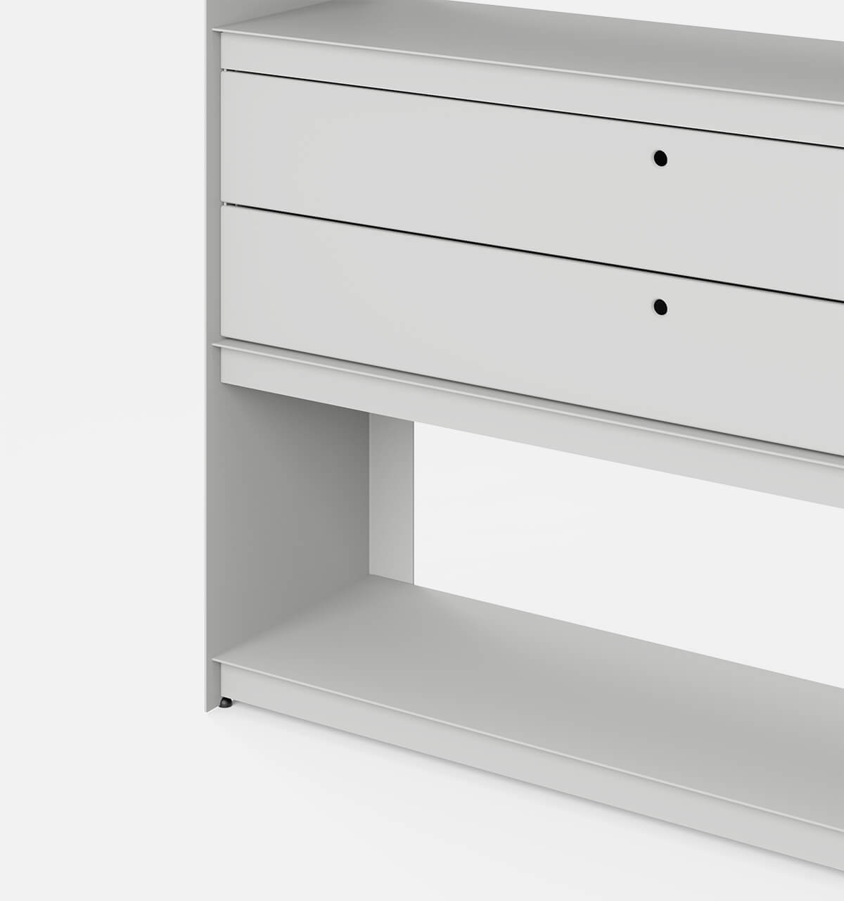 Plié Bookshelf 2 Short Drawers Light Grey / 120 cm / 47 in