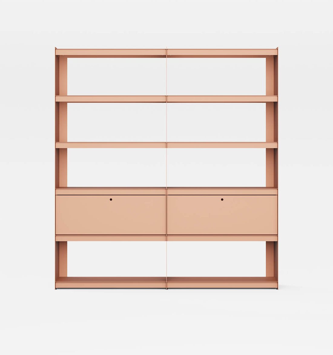 Plié Bookshelf Extension 2 Tall Drawers Coral / 180 cm / 70 in