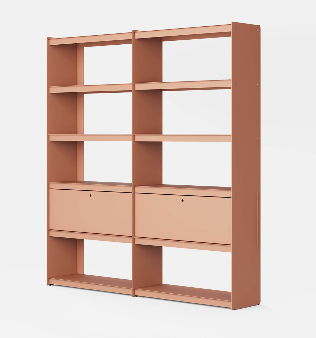 Plié Bookshelf Extension 2 Tall Drawers Coral / 180 cm / 70 in