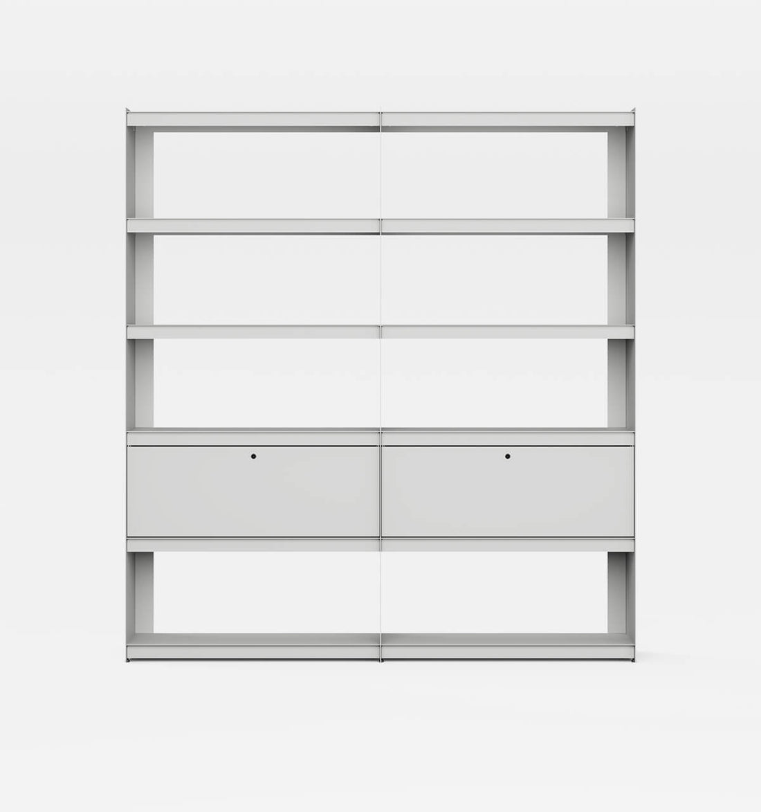 Plié Bookshelf Extension 2 Tall Drawers Light Grey / 180 cm / 70 in