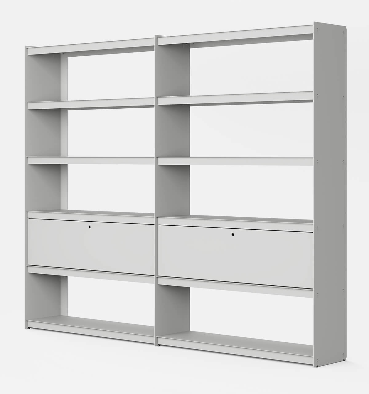Plié Bookshelf Extension 2 Tall Drawers Light Grey / 240 cm / 94 in