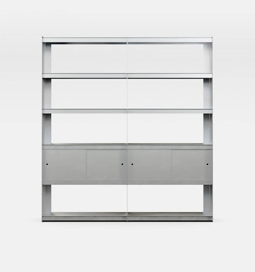 Plié Bookshelf Extension 4 Doors Brushed Aluminium / 180 cm / 70 in