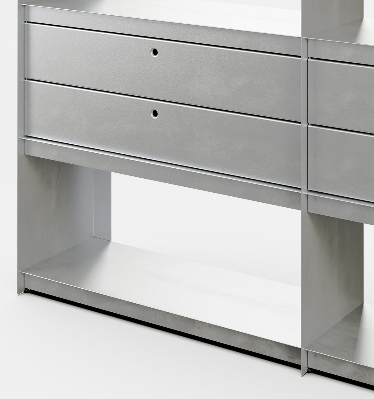 Plié Bookshelf Extension 4 Short Drawers Brushed Aluminium / 180 cm / 70 in