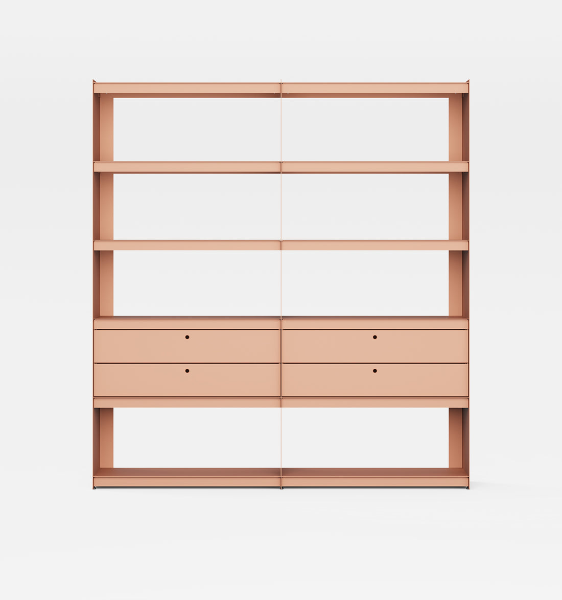 Plié Bookshelf Extension 4 Short Drawers Coral / 180 cm / 70 in