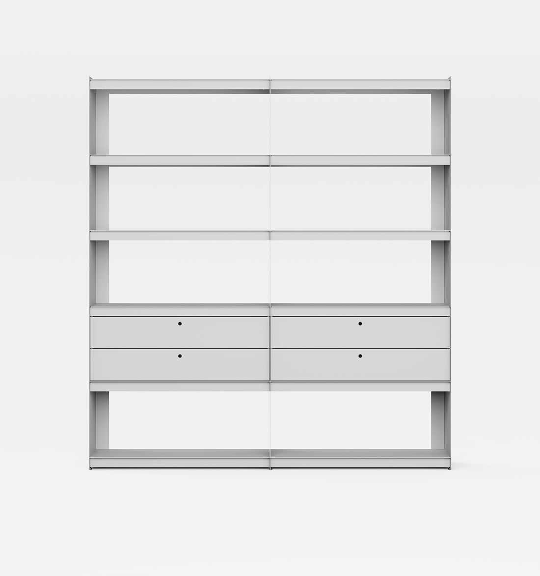 Plié Bookshelf Extension 4 Short Drawers Light Grey / 180 cm / 70 in