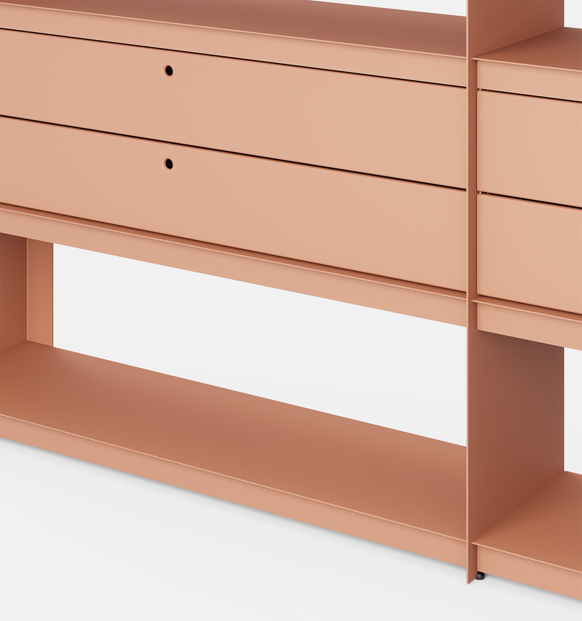Plié Bookshelf Extension 4 Short Drawers Coral / 240 cm / 94 in