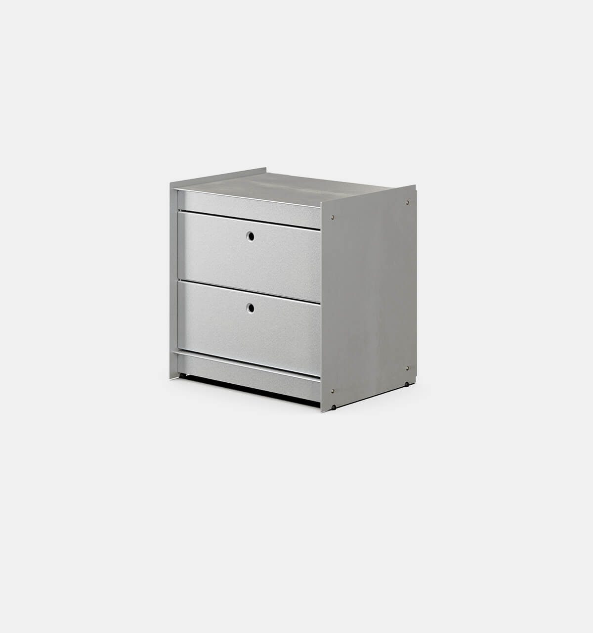 Plié Side Table 2 Short Drawers Brushed Aluminium / 45 cm