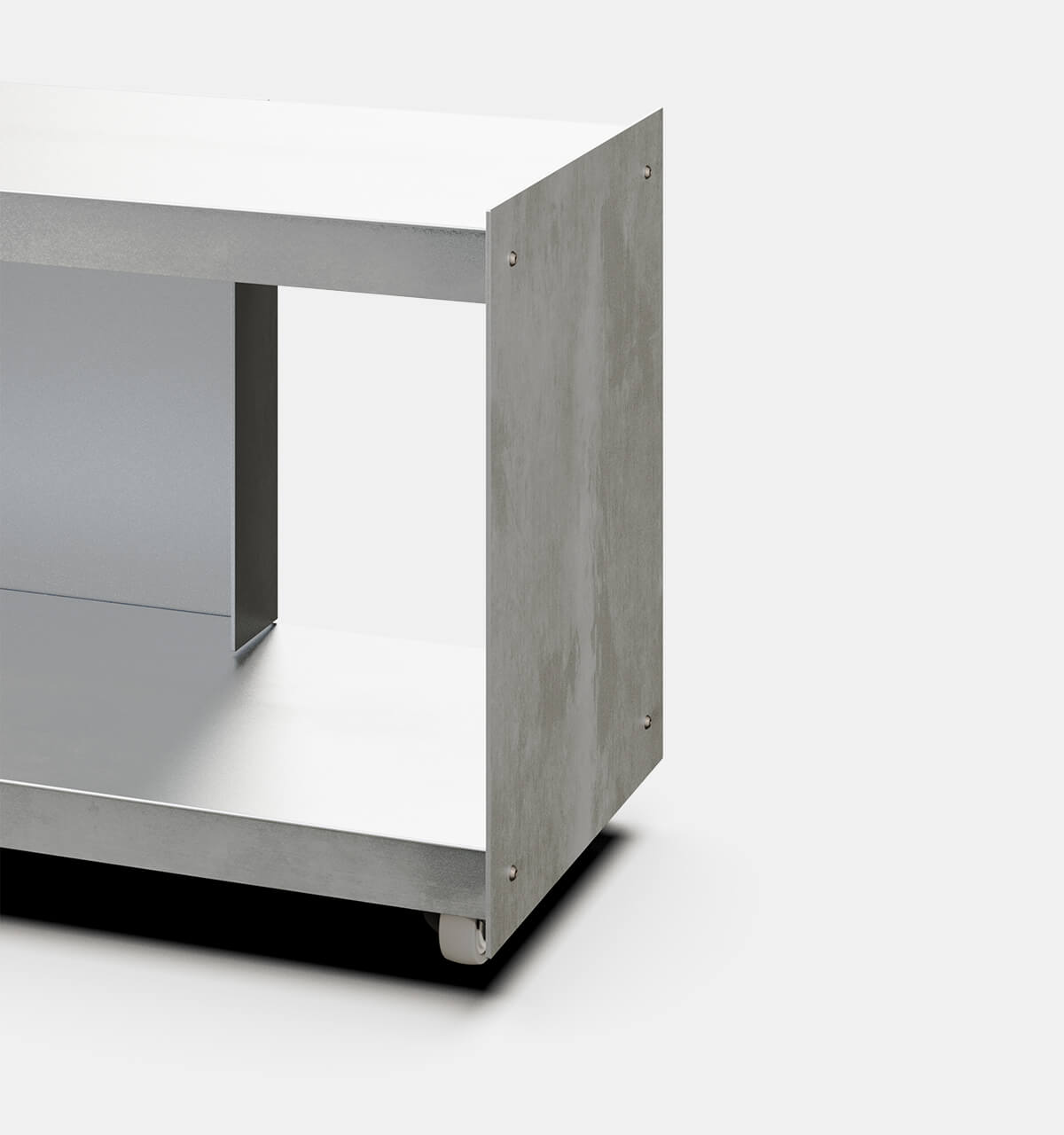 Plié Media Unit Brushed Aluminium / 90 cm / 35 in