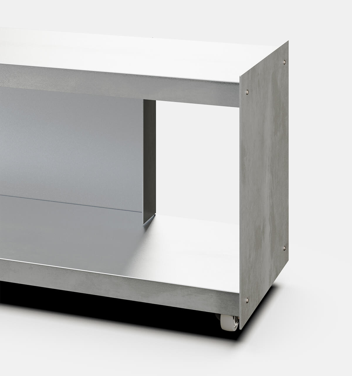 Plié Media Unit Brushed Aluminium / 120 cm / 47 in