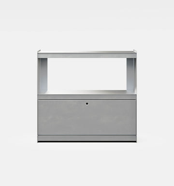 Plié Sideboard 1 Tall Drawer 90 cm / 35 in / Brushed Aluminium