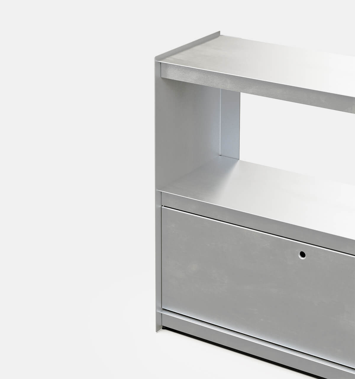 Plié Sideboard 1 Tall Drawer 90 cm / 35 in / Brushed Aluminium