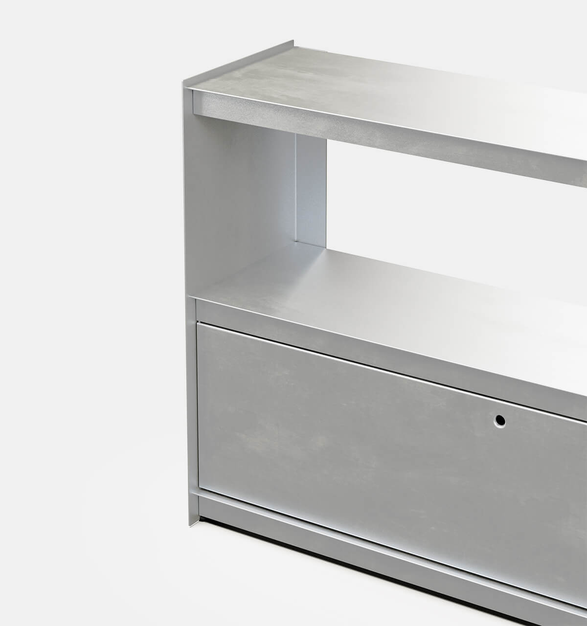 Plié Sideboard 1 Tall Drawer 120 cm / 47 in / Brushed Aluminium