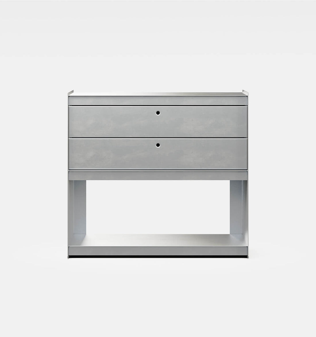 Plié Sideboard 2 Short Drawers 90 cm / 35 in / Brushed Aluminium