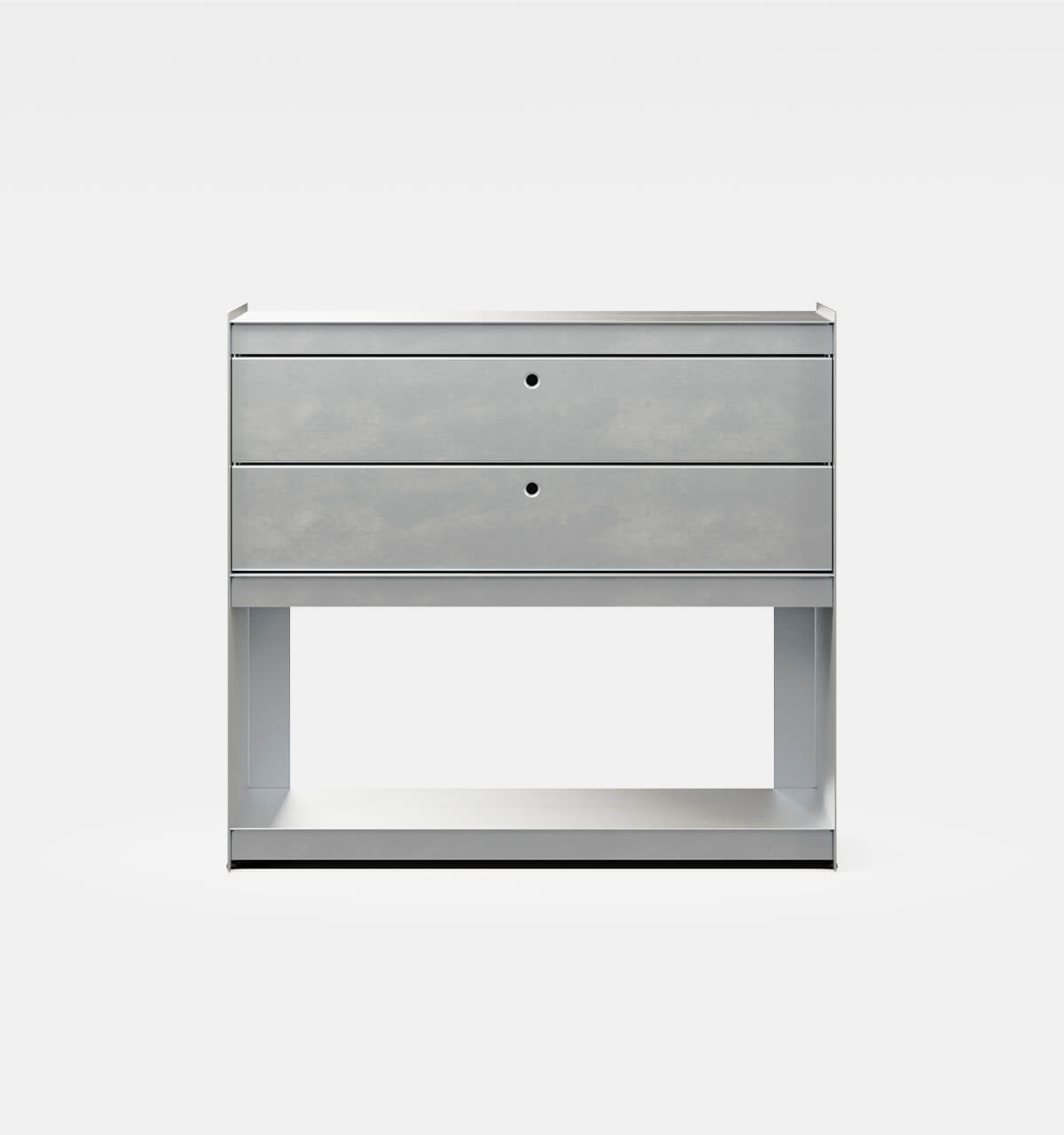 Plié Sideboard 2 Short Drawers 90 cm / 35 in / Brushed Aluminium