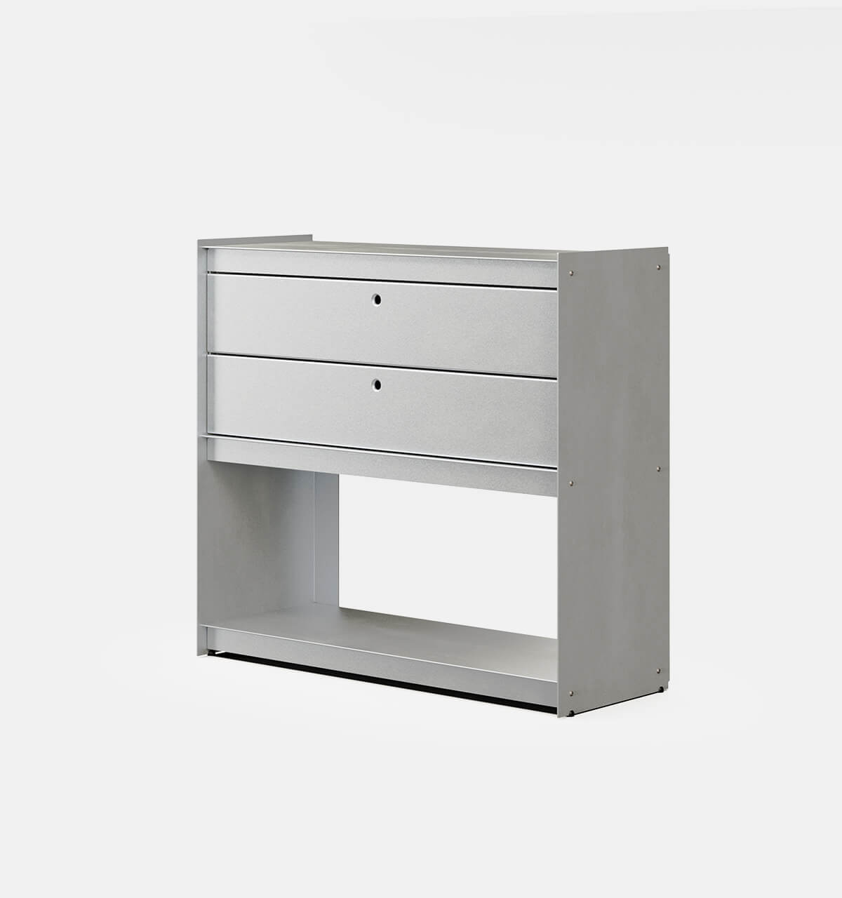Plié Sideboard 2 Short Drawers 90 cm / 35 in / Brushed Aluminium