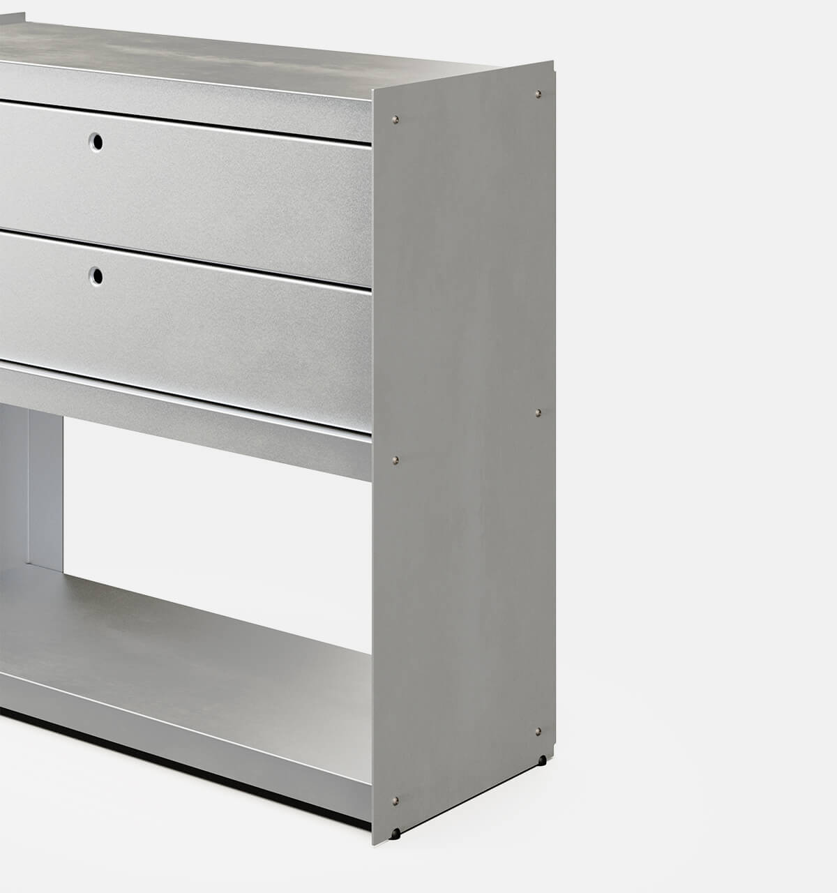 Plié Sideboard 2 Short Drawers 90 cm / 35 in / Brushed Aluminium