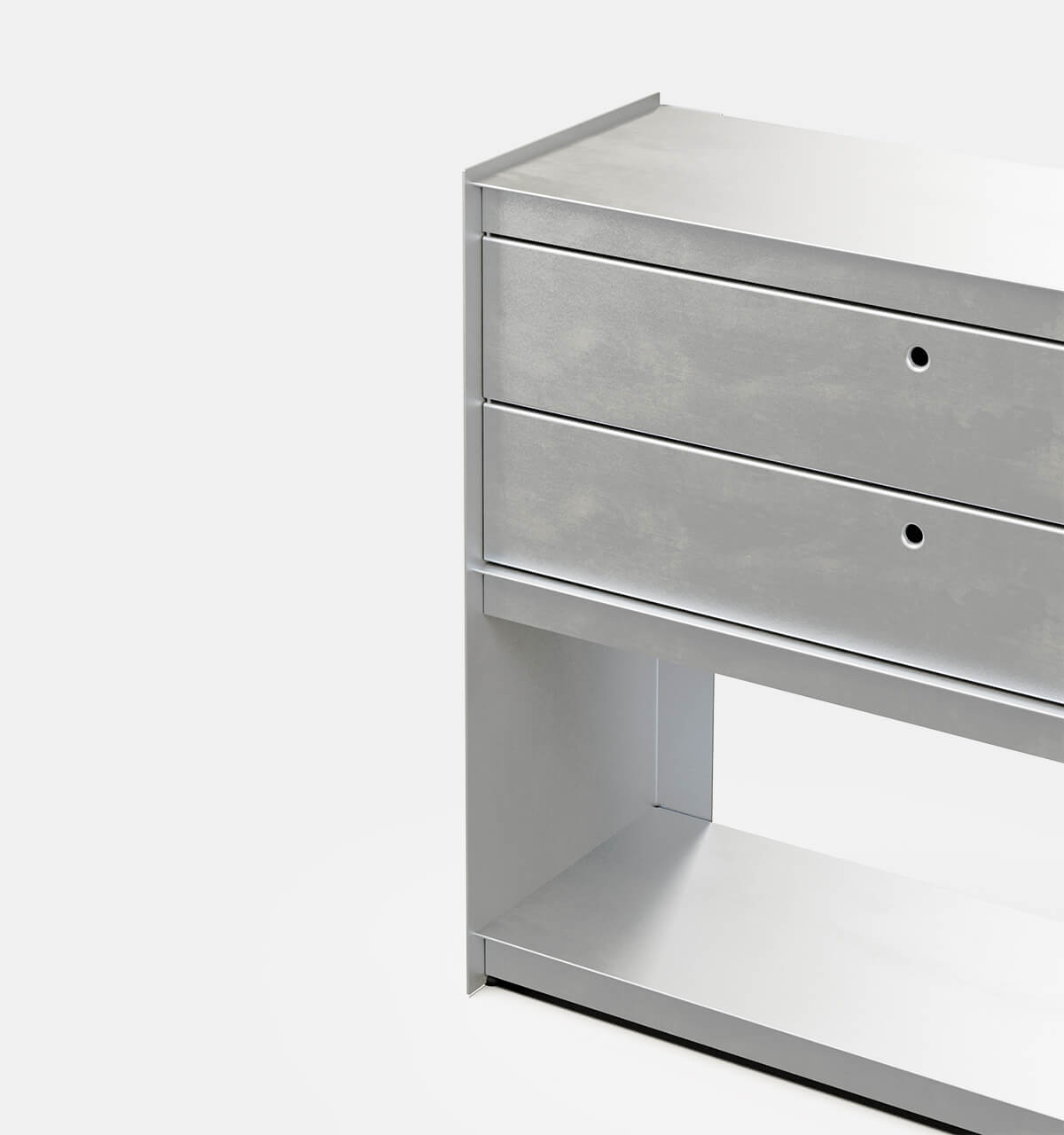 Plié Sideboard 2 Short Drawers 90 cm / 35 in / Brushed Aluminium