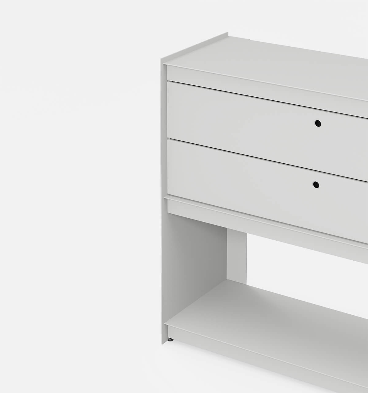 Plié Sideboard 2 Short Drawers 90 cm / 35 in / Light Grey