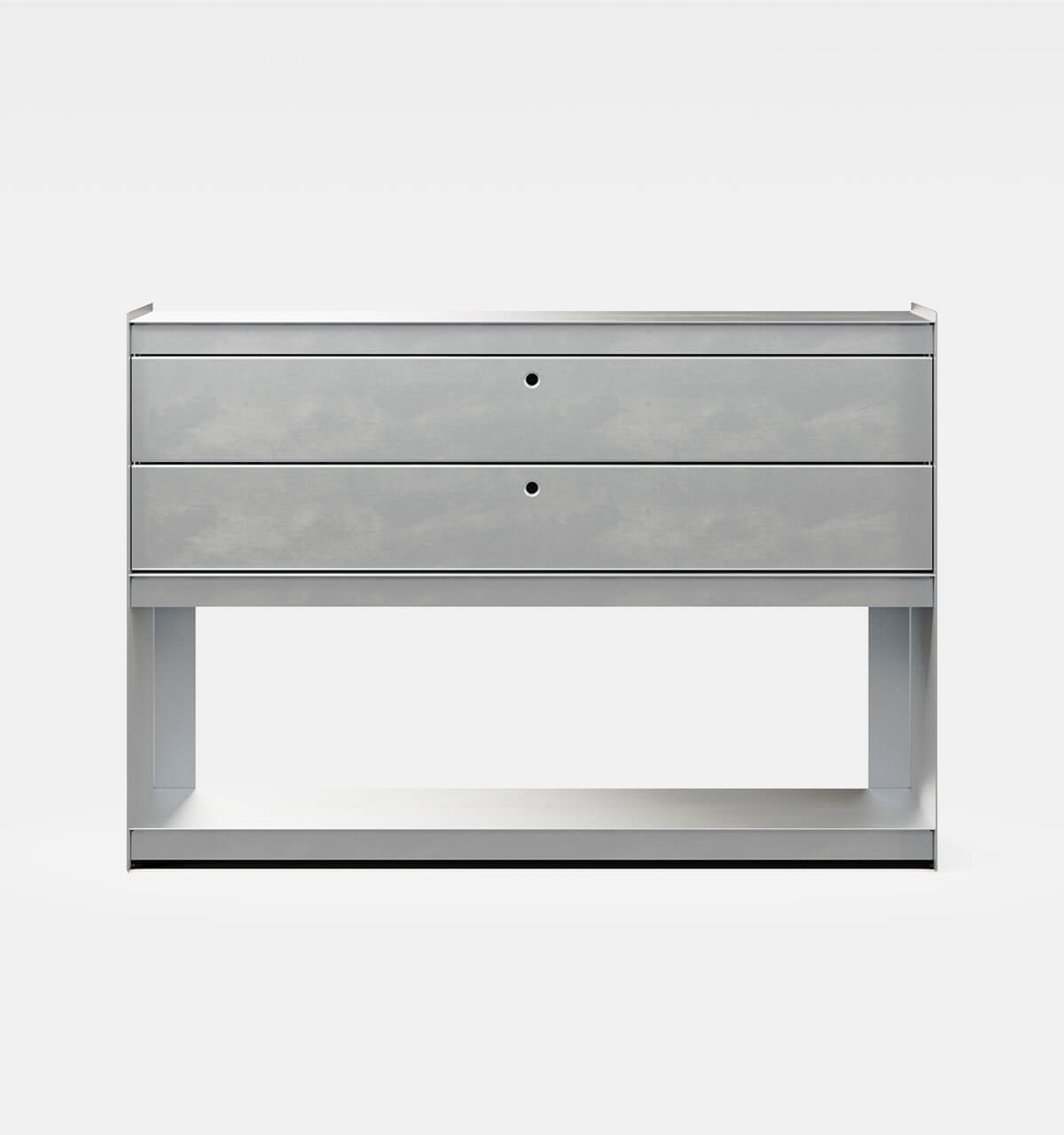 Plié Sideboard 2 Short Drawers 120 cm / 47 in / Brushed Aluminium