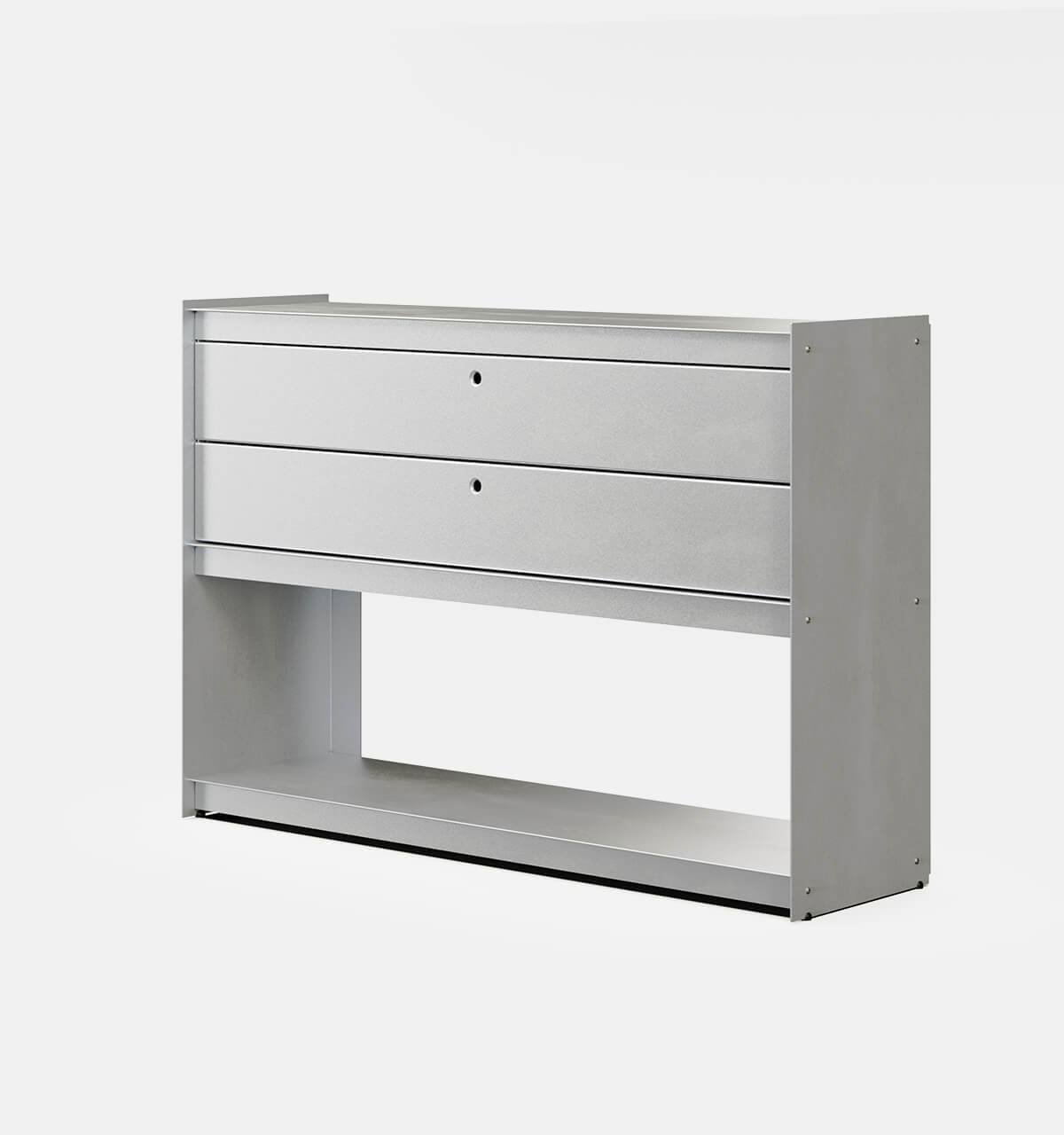 Plié Sideboard 2 Short Drawers 120 cm / 47 in / Brushed Aluminium