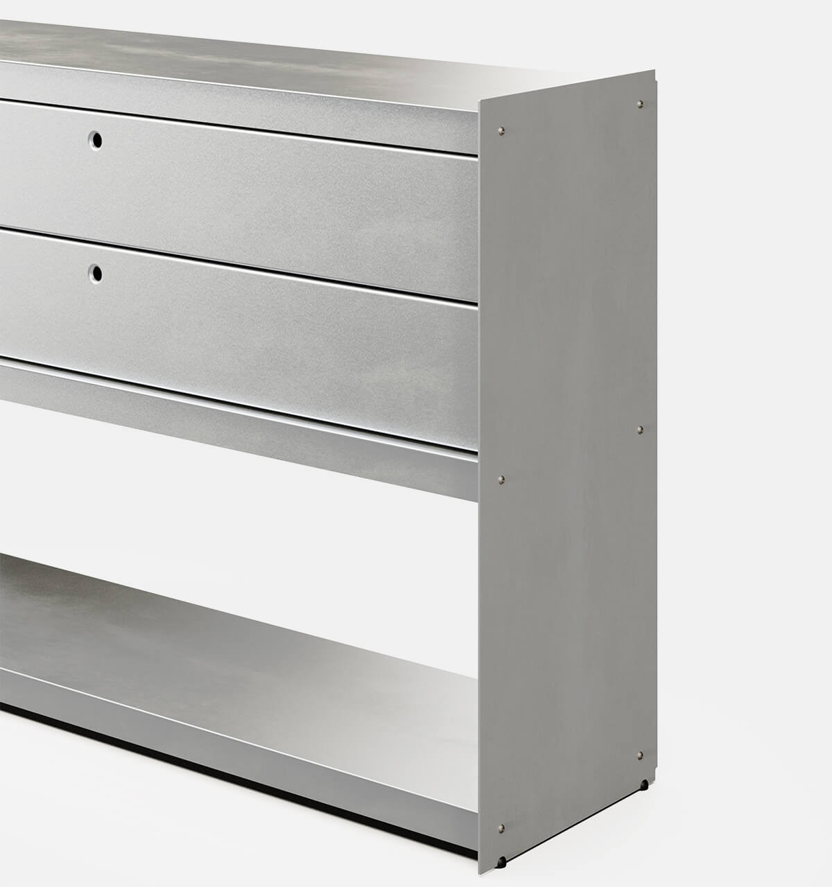 Plié Sideboard 2 Short Drawers 120 cm / 47 in / Brushed Aluminium