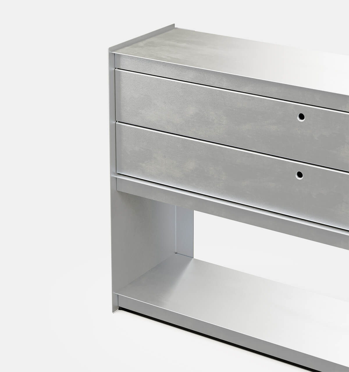 Plié Sideboard 2 Short Drawers 120 cm / 47 in / Brushed Aluminium