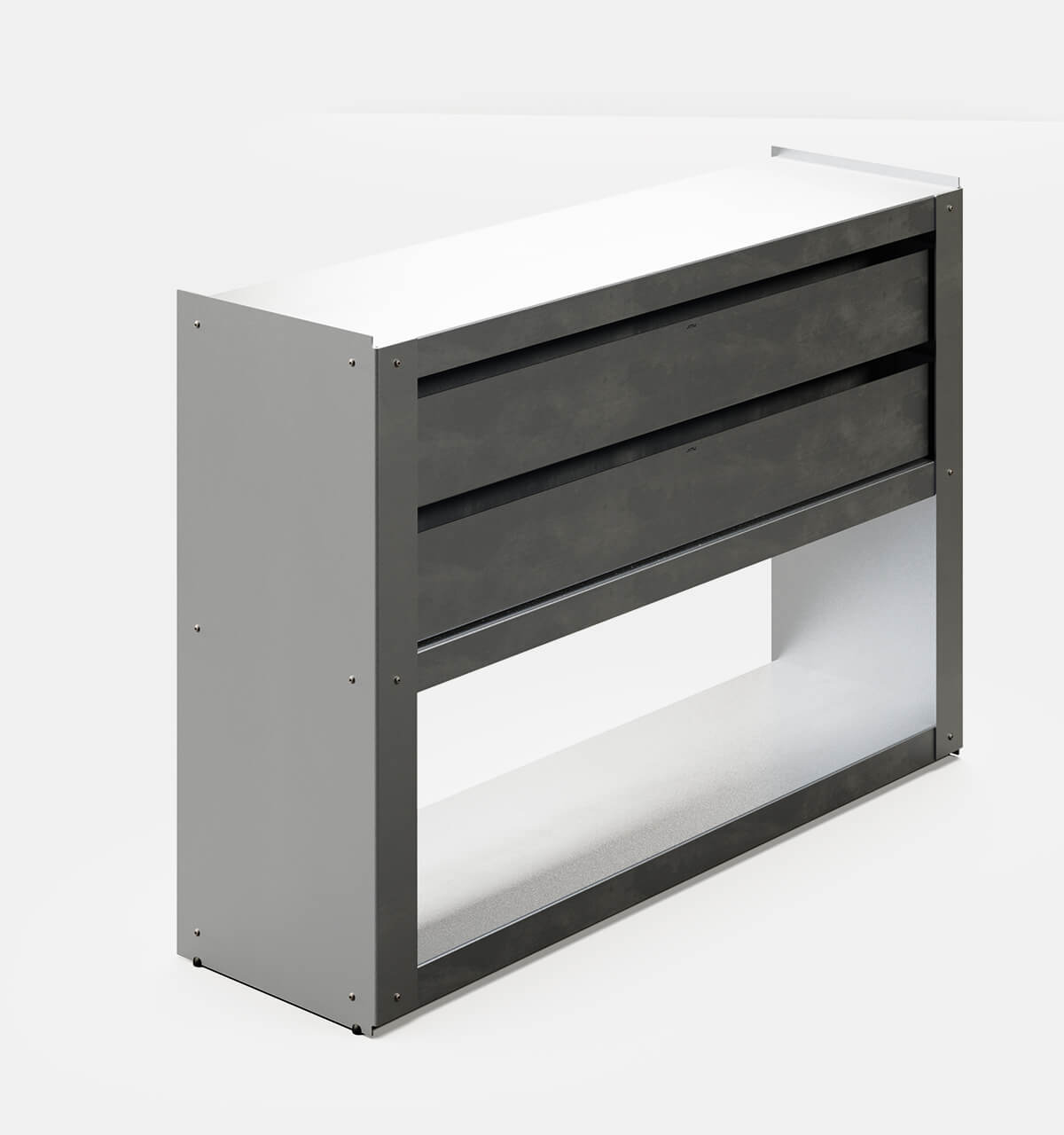 Plié Sideboard 2 Short Drawers 120 cm / 47 in / Brushed Aluminium