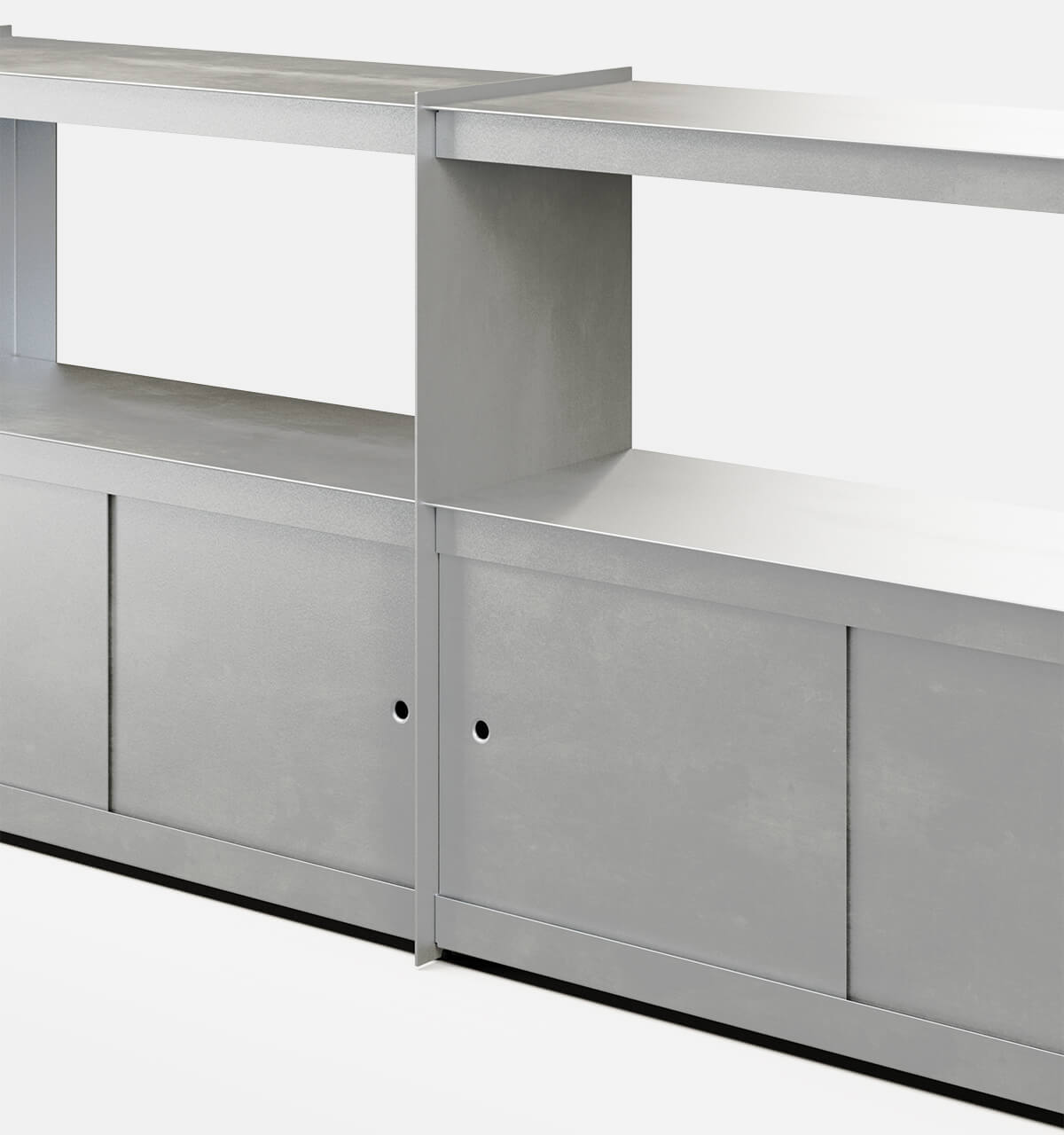 Plié Sideboard Extension 4 Doors 180 cm / 71 in / Brushed Aluminium