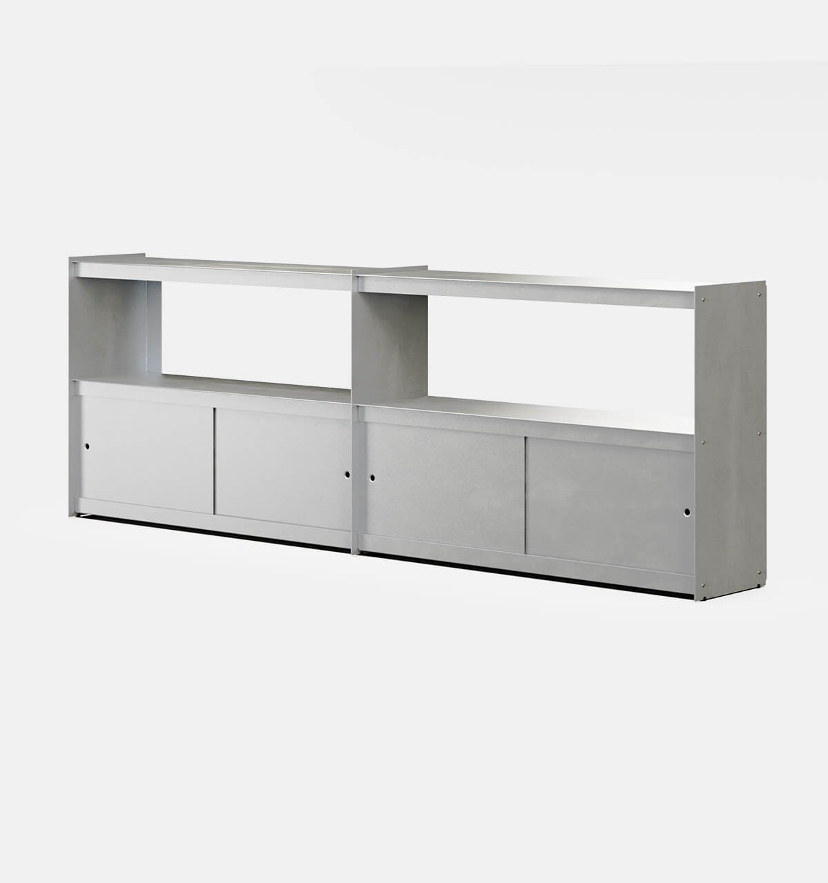 Plié Sideboard Extension 4 Doors 240 cm / 94 in / Brushed Aluminium