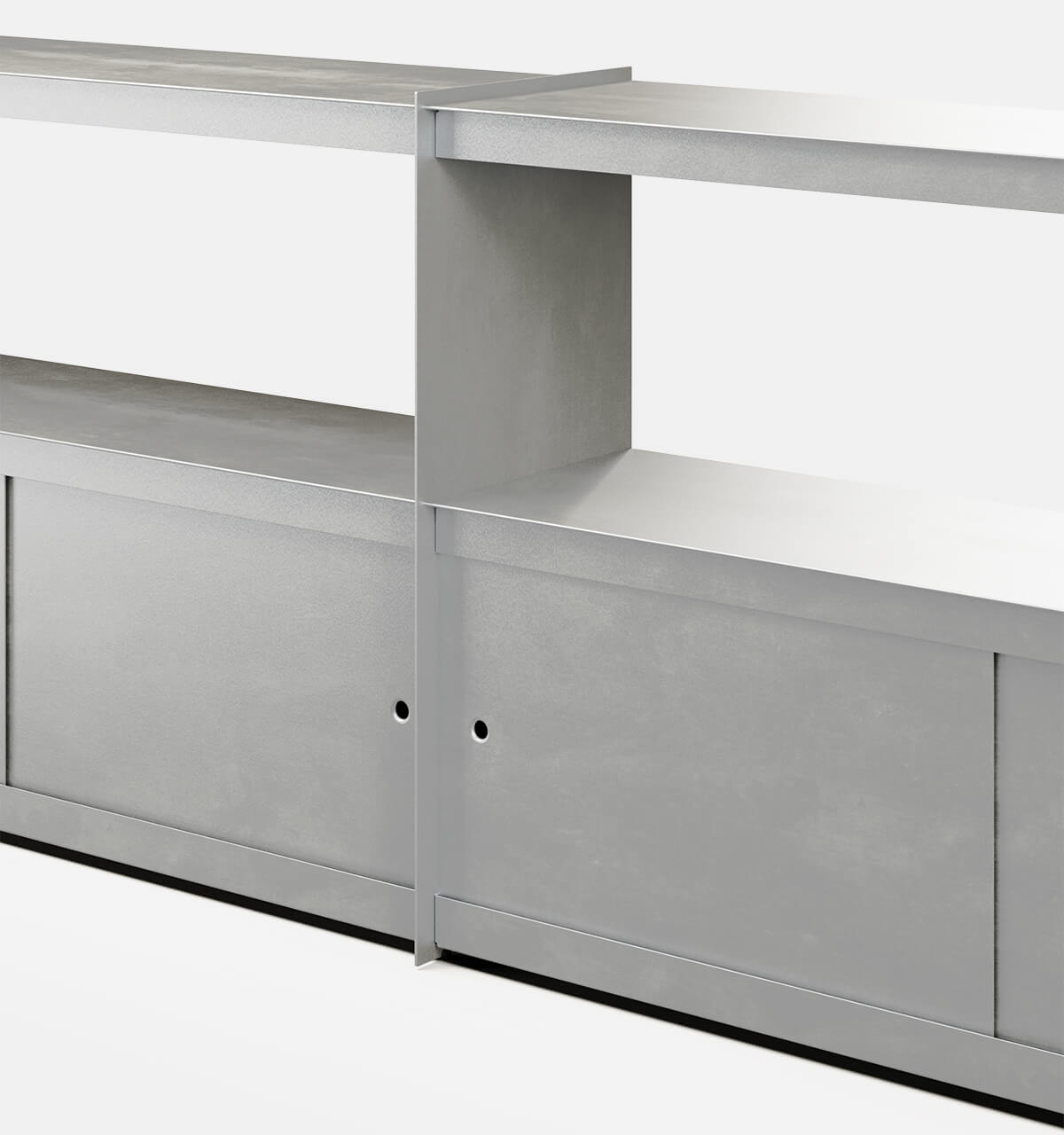 Plié Sideboard Extension 4 Doors 240 cm / 94 in / Brushed Aluminium