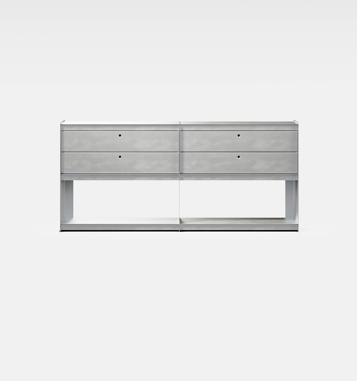 Plié Sideboard Extension 4 Short Drawers Brushed Aluminium / 180 cm / 71 in