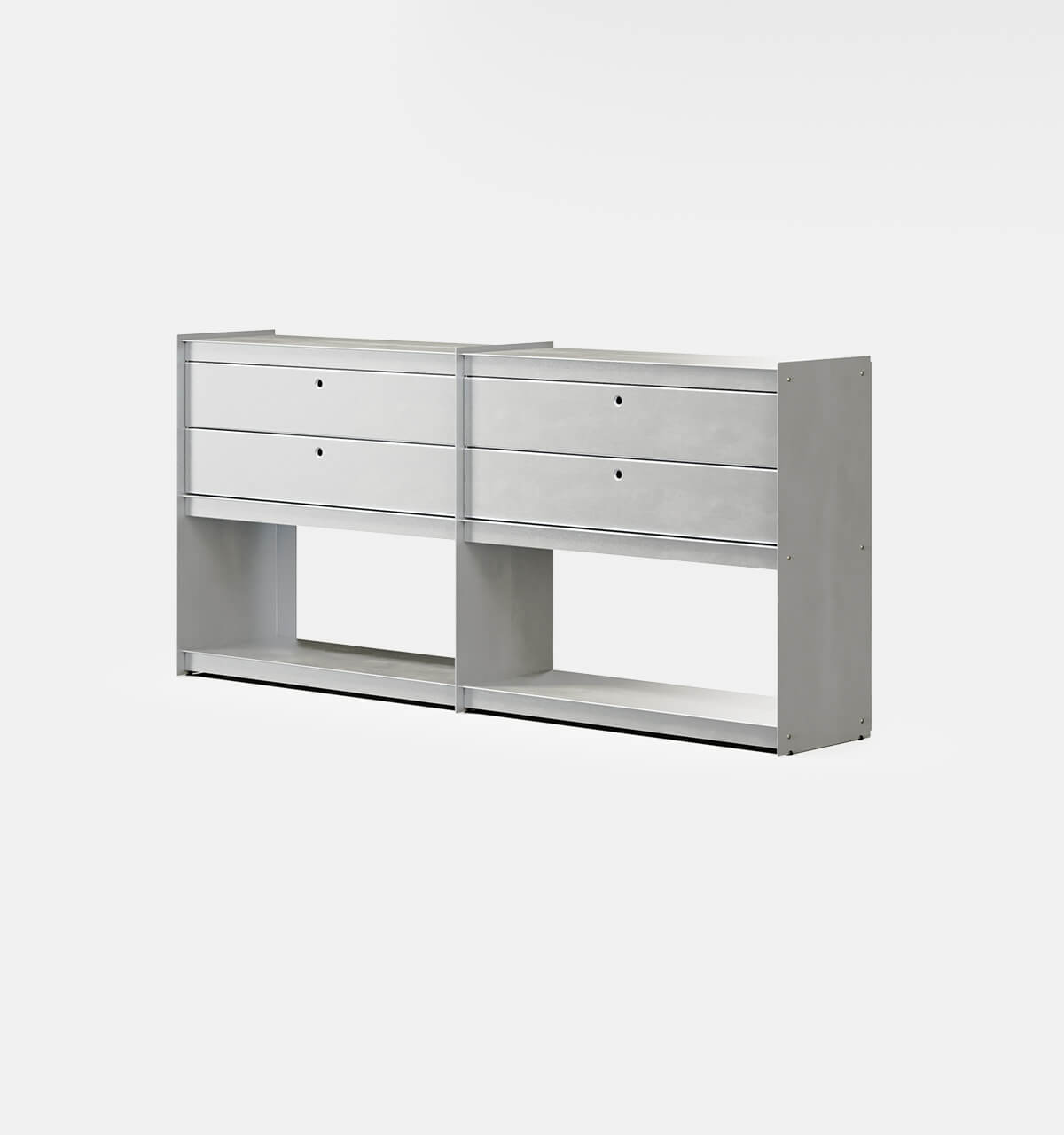 Plié Sideboard Extension 4 Short Drawers Brushed Aluminium / 180 cm / 71 in