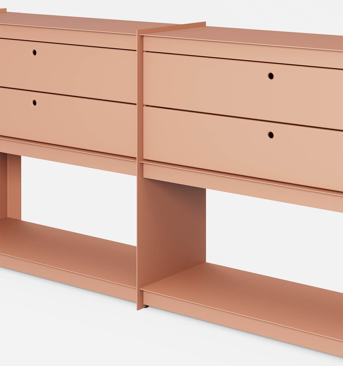 Plié Sideboard Extension 4 Short Drawers Coral / 180 cm / 71 in