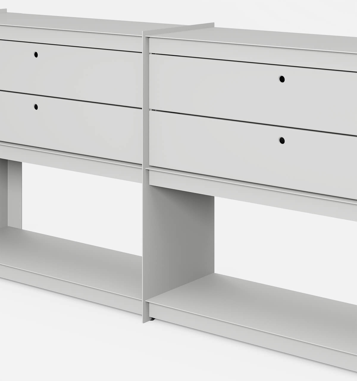 Plié Sideboard Extension 4 Short Drawers Light Grey / 180 cm / 71 in