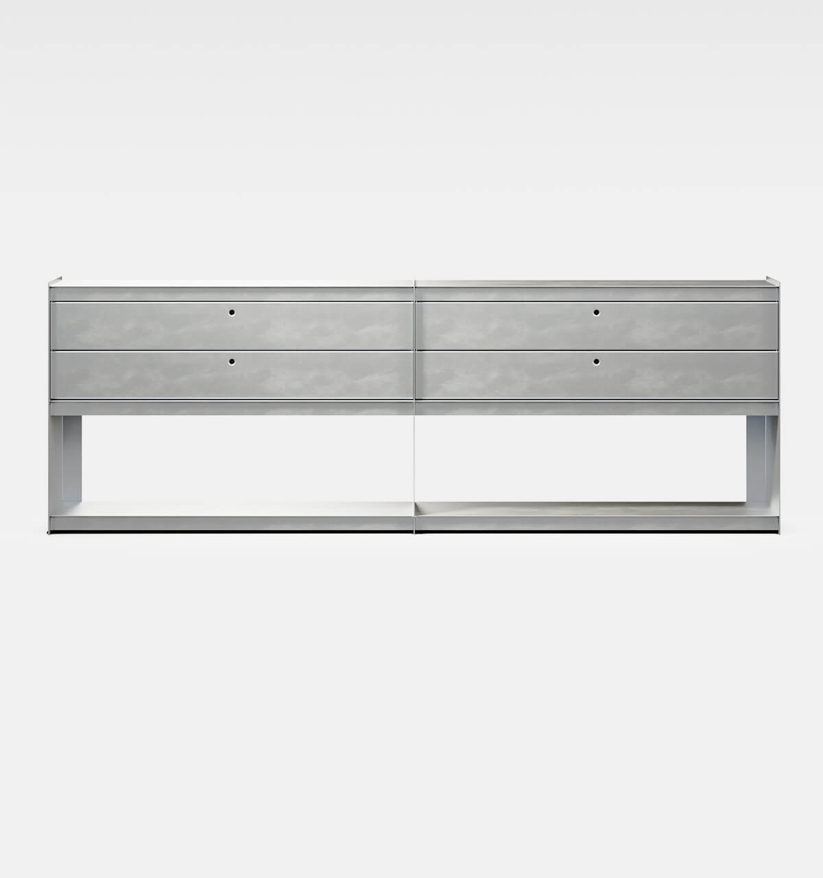 Plié Sideboard Extension 4 Short Drawers Brushed Aluminium / 240 cm / 94 in