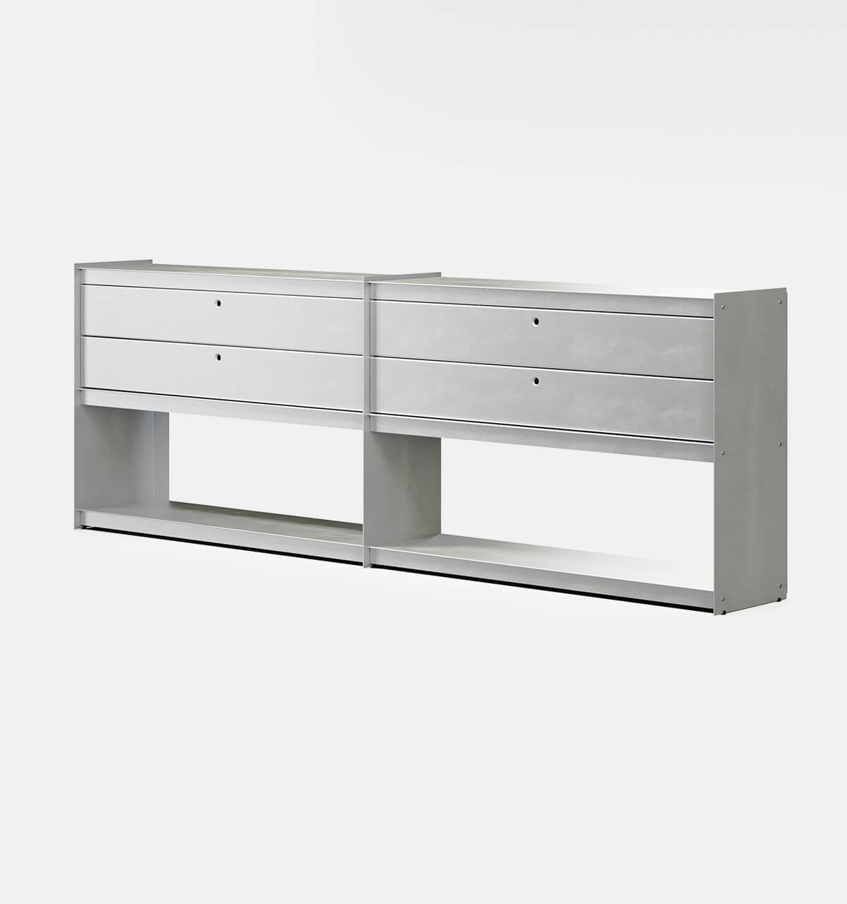 Plié Sideboard Extension 4 Short Drawers Brushed Aluminium / 240 cm / 94 in