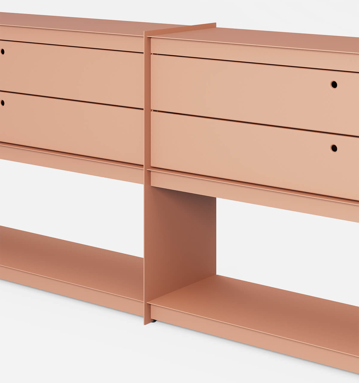 Plié Sideboard Extension 4 Short Drawers Coral / 240 cm / 94 in