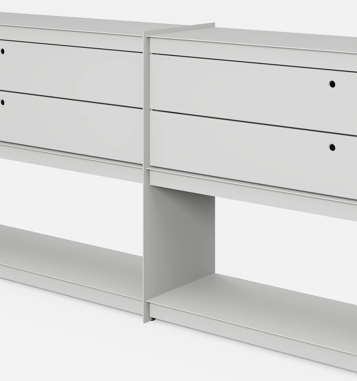 Plié Sideboard Extension 4 Short Drawers Light Grey / 240 cm / 94 in